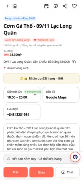 Bấm 'Nhận ưu đãi hạng' trên trang quán