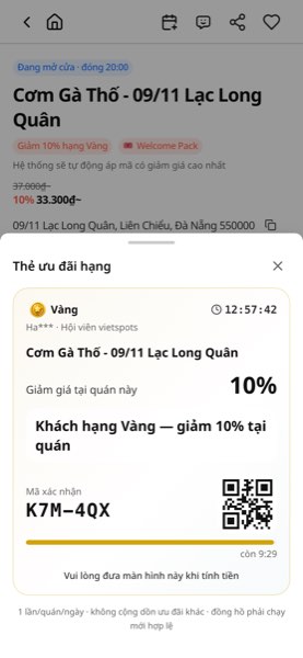 Thẻ ưu đãi hạng mở ra